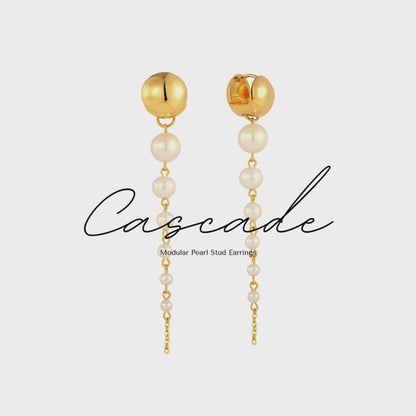 Cascade Modular Pearl Stud Earrings